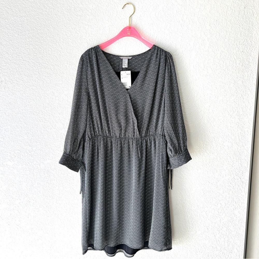 NWT H&M Geo Long Sleeve Shift Dress Size 14